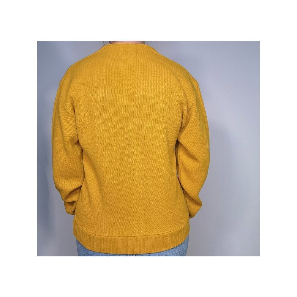 50 60 Rare Vtg Campus Yellow Preppy Retro School Disney Sweater Donald Duck Sz M - Picture 6 of 9